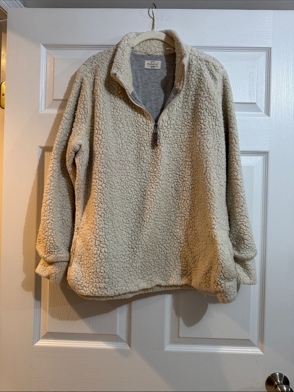 Cozy Cream Sherpa Quarter-Zip Pullover Top